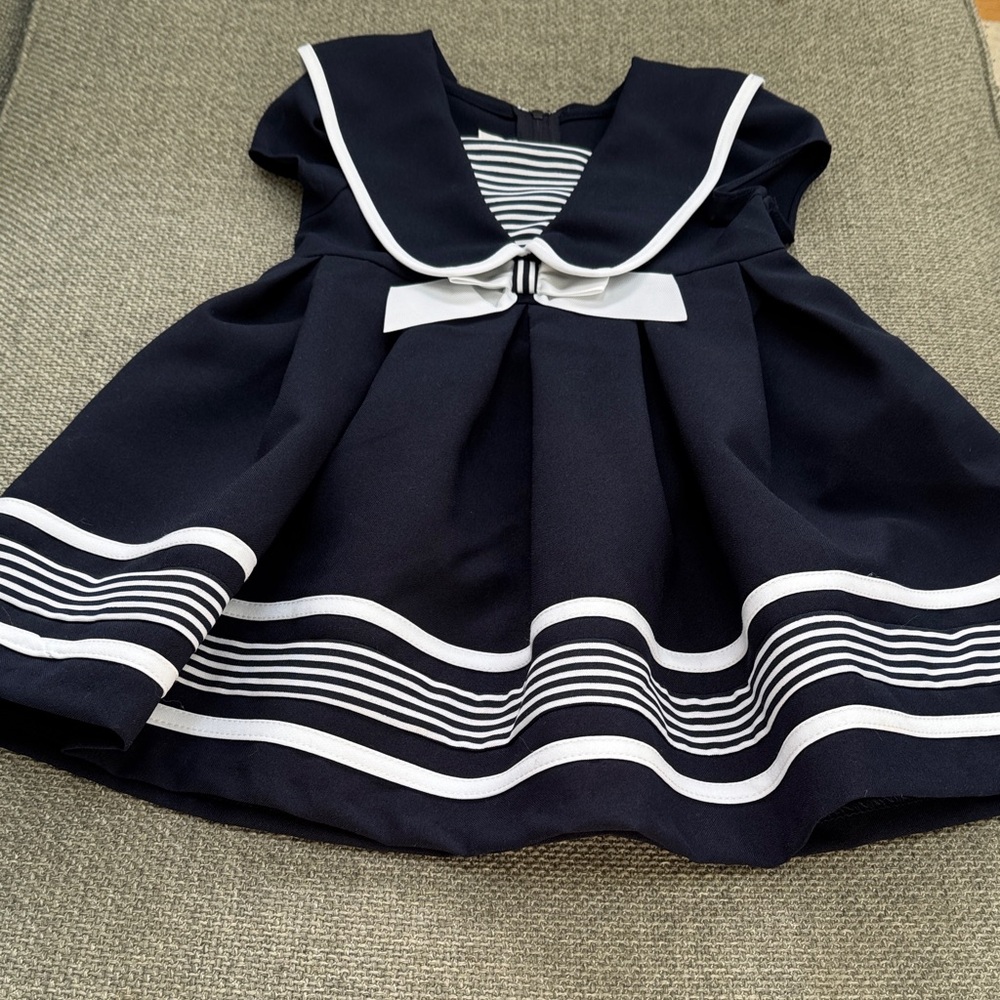 Navy Blue and White Girl’s Dress - Picture 5 of 6